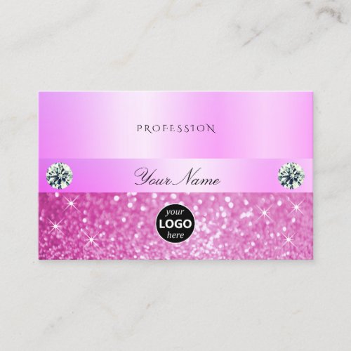 Luxury Sparkling Girly Pink Glitter with Logo Chic Business Card