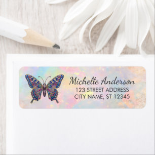 Luxury Sparkling Glitter Butterfly Return Address Label
