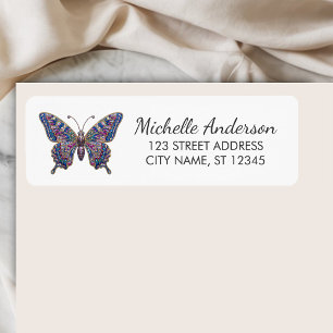 Luxury Sparkling Glitter Butterfly Return Address Label