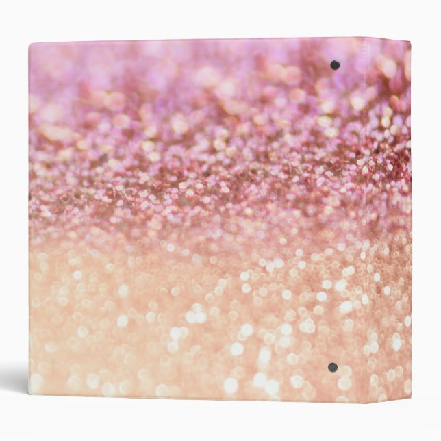 Luxury Sparkling Pink Ombre Glitter Gradient 3 Ring Binder (Back/Spine)