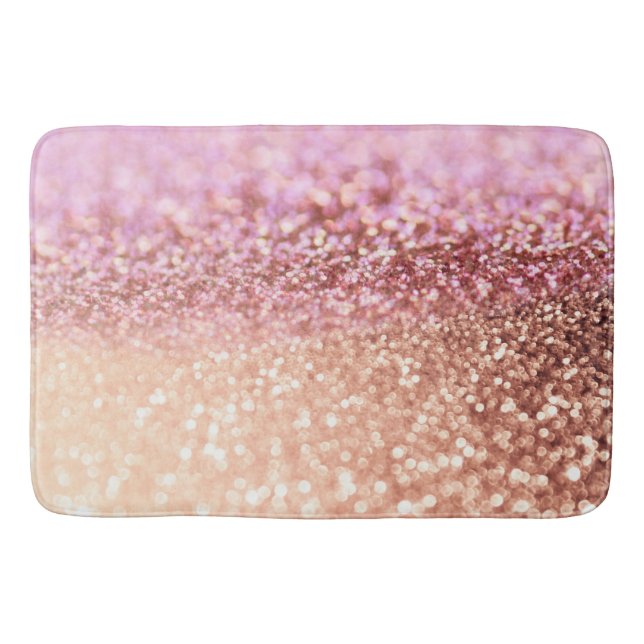 Luxury Sparkling Pink Ombre Glitter Gradient Bathroom Mat (Front)