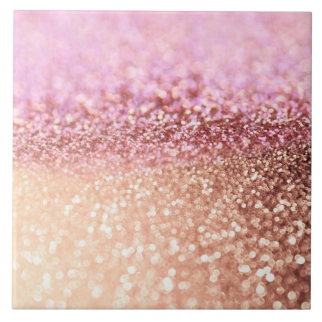 Luxury Sparkling Pink Ombre Glitter Gradient Ceramic Tile (Front)
