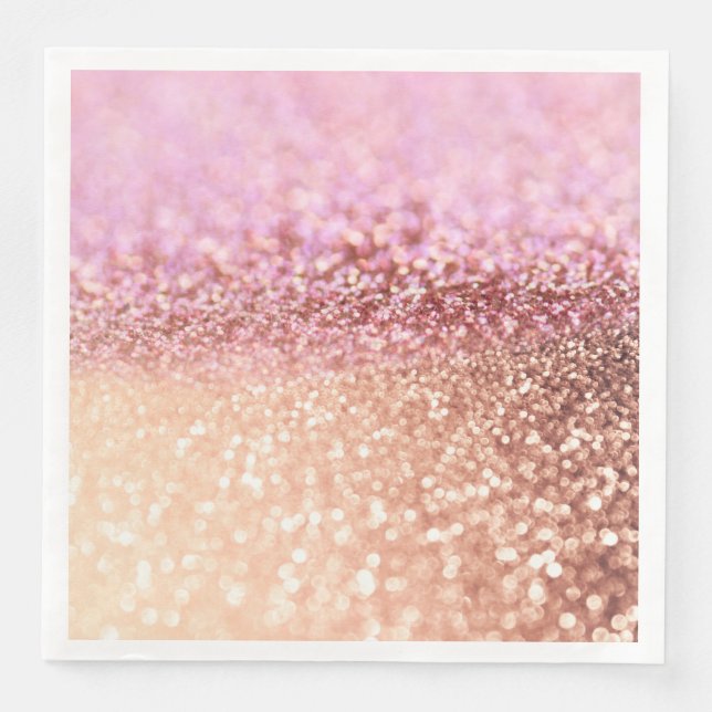 Luxury Sparkling Pink Ombre Glitter Gradient Paper Dinner Napkins (Front)
