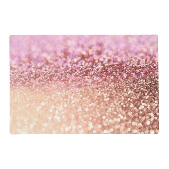 Luxury Sparkling Pink Ombre Glitter Gradient Placemat (Front)