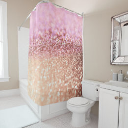 Luxury Sparkling Pink Ombre Glitter Gradient Shower Curtain