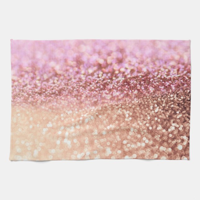 Luxury Sparkling Pink Ombre Glitter Gradient Towel (Horizontal)