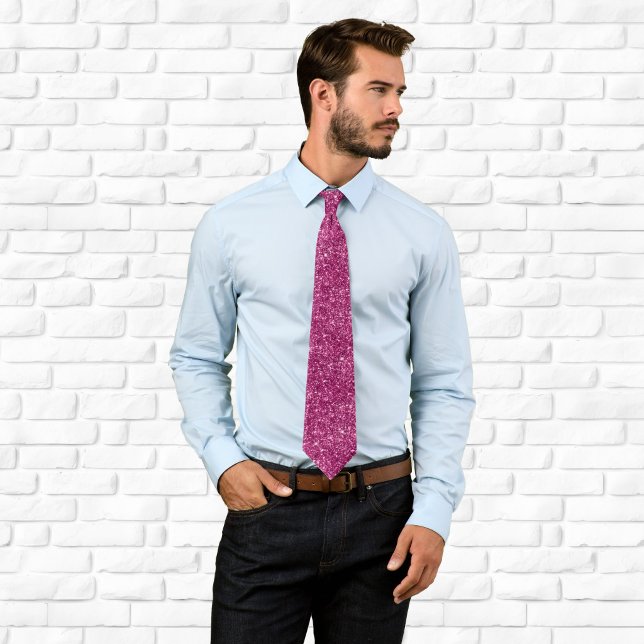 Luxury Sparkly Dark Magenta Glitter Neck Tie (Luxury Sparkly Dark Magenta Glitter Neck Tie)