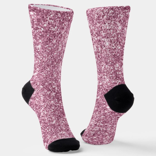 Luxury Sparkly Dusty Pink Glitter Socks (Angled)