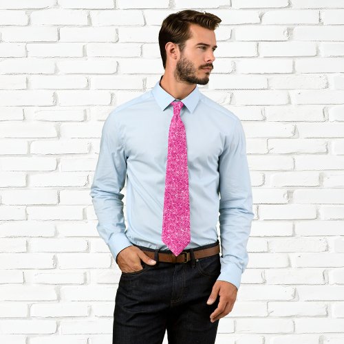 Luxury Sparkly Hot Pink Glitter Neck Tie