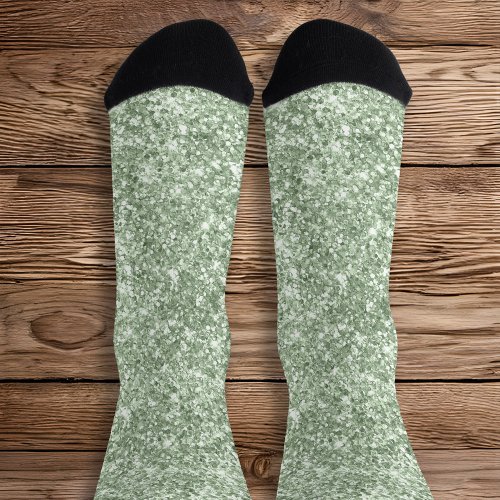 Luxury Sparkly Sage Green Glitter Socks