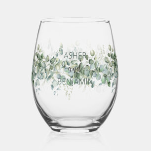 Luxury Spring Wildflower Ivy Leave Garden Seamless Stemless Wine Glass
