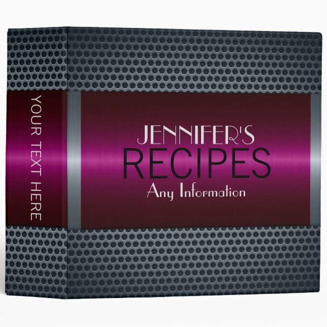 Luxury Stainless Steel Metal Look #2 3 Ring Binder (Front/Spine)