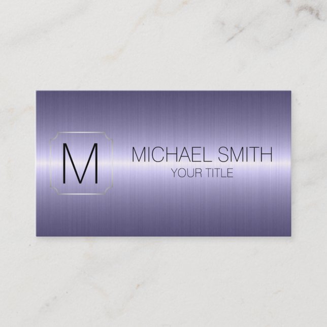 Luxury Stainless Steel Metal Monogram #11 Business Card (Front)