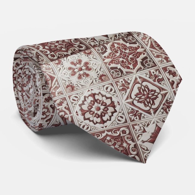 Luxury Statement Burgundy Moroccan Neck Tie (Rolled)