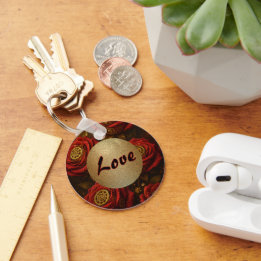 Luxury Steampunk Roses Romantic Gold Gears Keychain