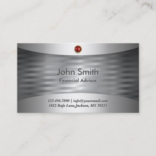 Luxury Steel Financial Advisor Business Card