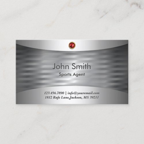 Luxury Steel Sports Agent Business Card
