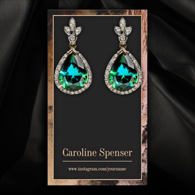  Luxury Stone Bordered Custom Earring Display Business Card (Perfect for business)
