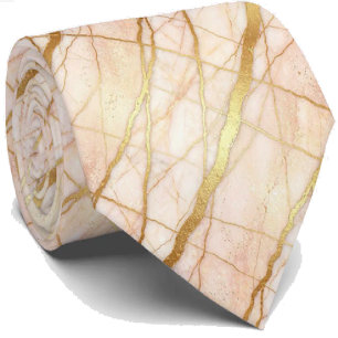 Luxury Stone Tie   Rose Gold Pink & Gold Marble