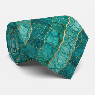 Luxury Stone Tie Turquoise, Teal & Gold Marble