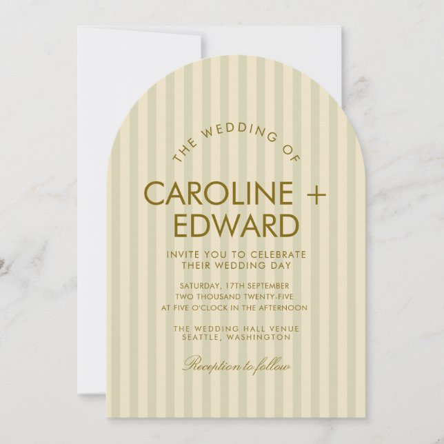 Luxury striped Arched Wedding Invitation (Front)