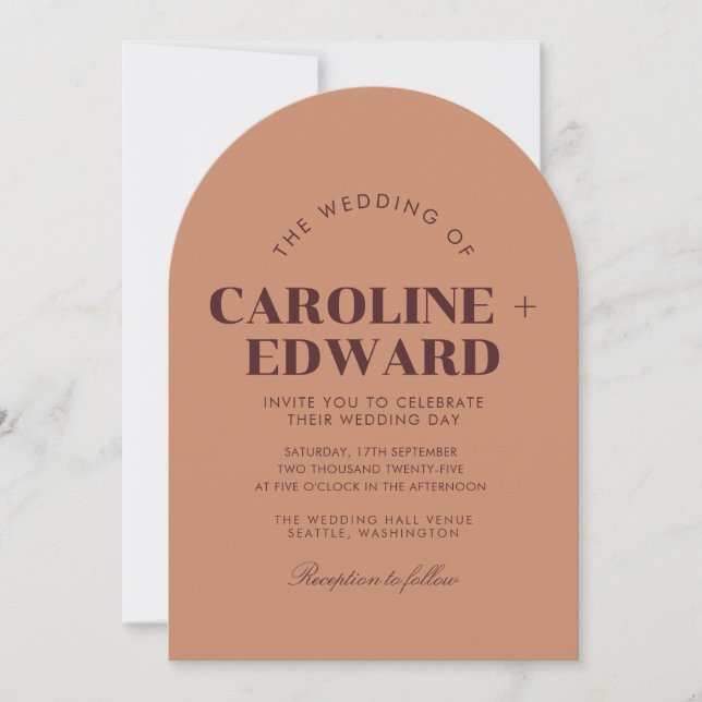 Luxury striped Arched Wedding Invitation (Front)