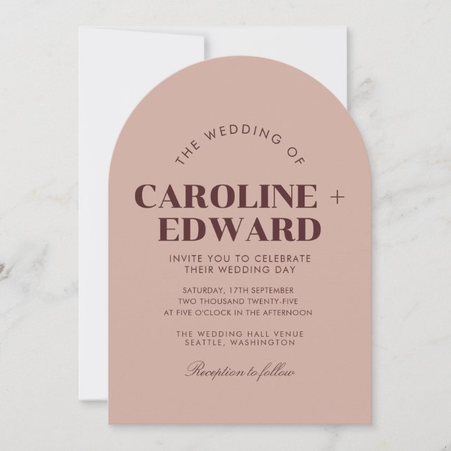 Luxury striped Arched Wedding Invitation (Front)