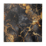 Luxury style black and gold marble effect ceramic tile<br><div class="desc">You can add a touch of luxury to your home with these black and gold marble effect ceramic tiles. The intricate veining detail and elegant colour palette with splashes of gold creates a sophisticated and timeless seamless design that is perfect for any modern home and for adding a touch of...</div>