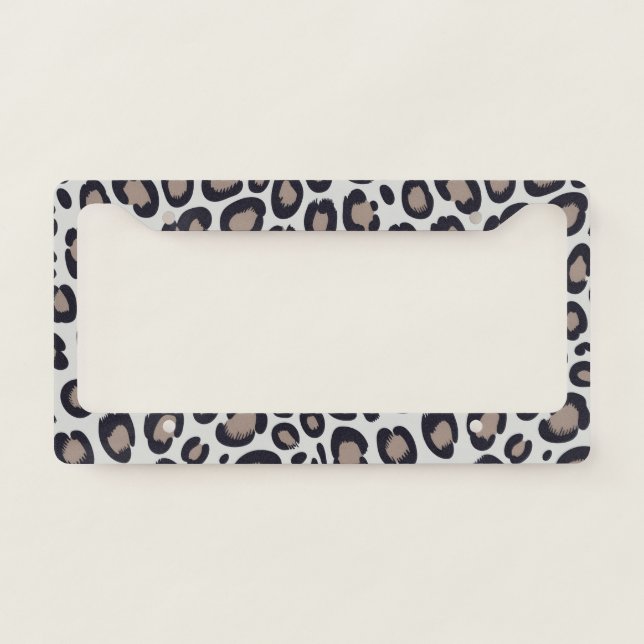 Luxury Style | Chic Neutral Leopard Print Pattern License Plate Frame (Front)