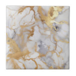Luxury style white and gold marble effect ceramic tile<br><div class="desc">You can add a touch of luxury to your home with these white and gold marble effect ceramic tiles. The intricate veining detail and elegant colour palette with splashes of gold creates a sophisticated and timeless seamless design that is perfect for any modern home and for adding a touch of...</div>
