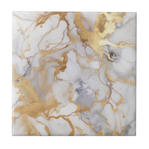 Luxury style white and gold marble effect ceramic tile
