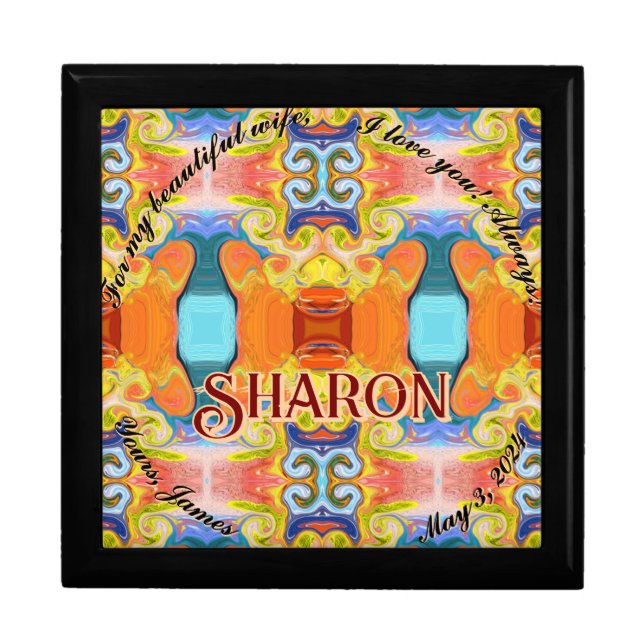 Luxury Stylish Abstract Art Deco Marble I love you Gift Box (Front)