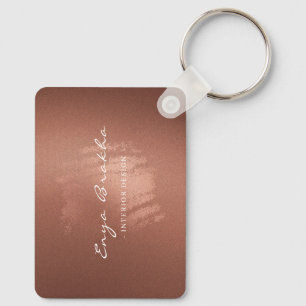 Luxury Stylish Bronze Business Name Logo Keychain