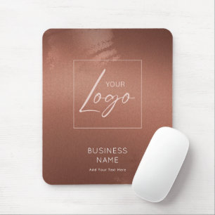 Luxury Stylish Bronze Business Name Logo Mouse Pad
