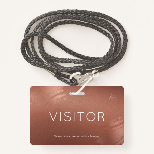 Luxury Stylish Bronze Business Visitor ID Badge (Front with Lanyard)