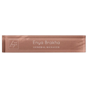 Luxury Stylish Script Bronze Business Logo Desk Name Plate