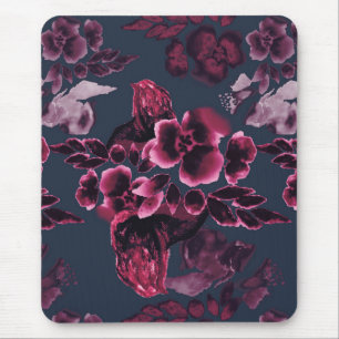 Luxury Stylish Watercolor Navy Blue Burgundy Mouse Pad