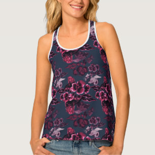 Luxury Stylish Watercolor Navy Blue Burgundy Tank Top