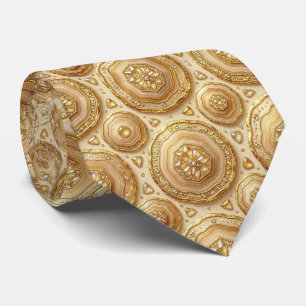 Luxury Suit Tie   Camel + Gold Geode Neck Tie