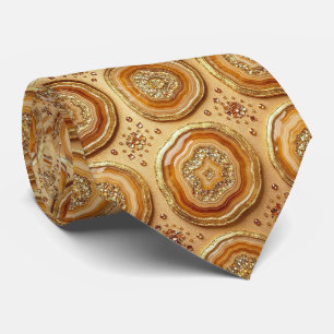 Luxury Suit Tie   Camel + Gold Geode Neck Tie