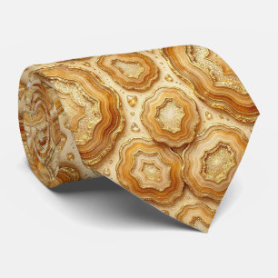 Luxury Suit Tie   Camel + Gold Geode Neck Tie