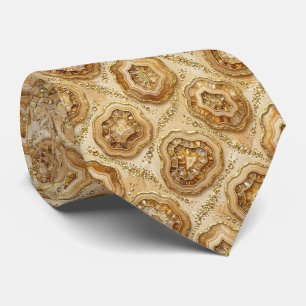 Luxury Suit Tie   Camel + Gold Geode Neck Tie