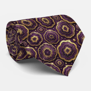 Luxury Suit Tie Deep Plum + Gold Geode Neck Tie