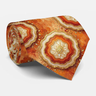 Luxury Suit Tie   Rust + Gold Geode Neck Tie