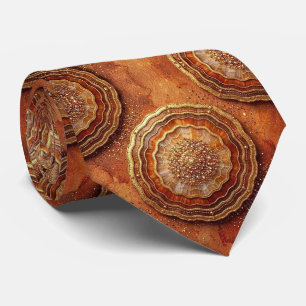 Luxury Suit Tie   Rust + Gold Geode Neck Tie