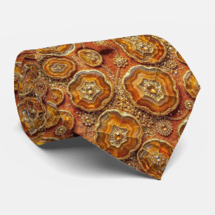 Luxury Suit Tie   Rust + Gold Geode Neck Tie