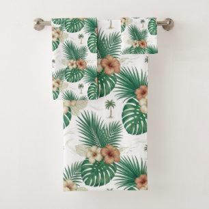 Luxury Summer Tropical Leaves Bath Towel Set