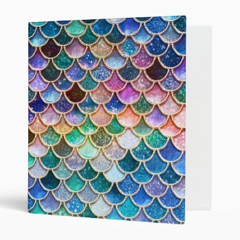 Luxury Summerly Multicolor Glitter Mermaid Scales 3 Ring Binder by Flowers_in_Love at Zazzle