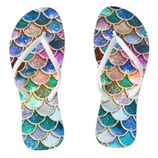 Luxury summerly multicolor Glitter Mermaid Scales Flip Flops
