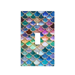 Luxury summerly multicolor Glitter Mermaid Scales Light Switch Cover